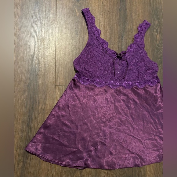 Women’s Cinema Etoile Purple Satin & Lace Sleepwear Set M - Picture 8 of 12